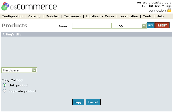 Figure 7.Products Copy listing page under the Admin>Catalog>Products>Copy section.