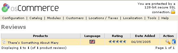Figure 1. Reviews listing page under the Admin>Catalog>Reviews section.