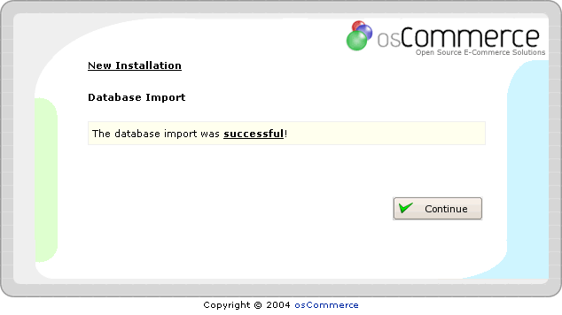 Figure 6. Database import success page