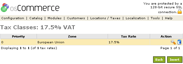 Figure 4. Tax Rate listing page.