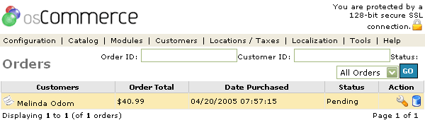 Figure 1. Orders listing page under the Admin>Customers>Orders section.