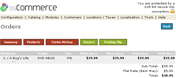 Figure 3. Products Editing listing page under the Admin>Customers>Orders>Edit>Products section.